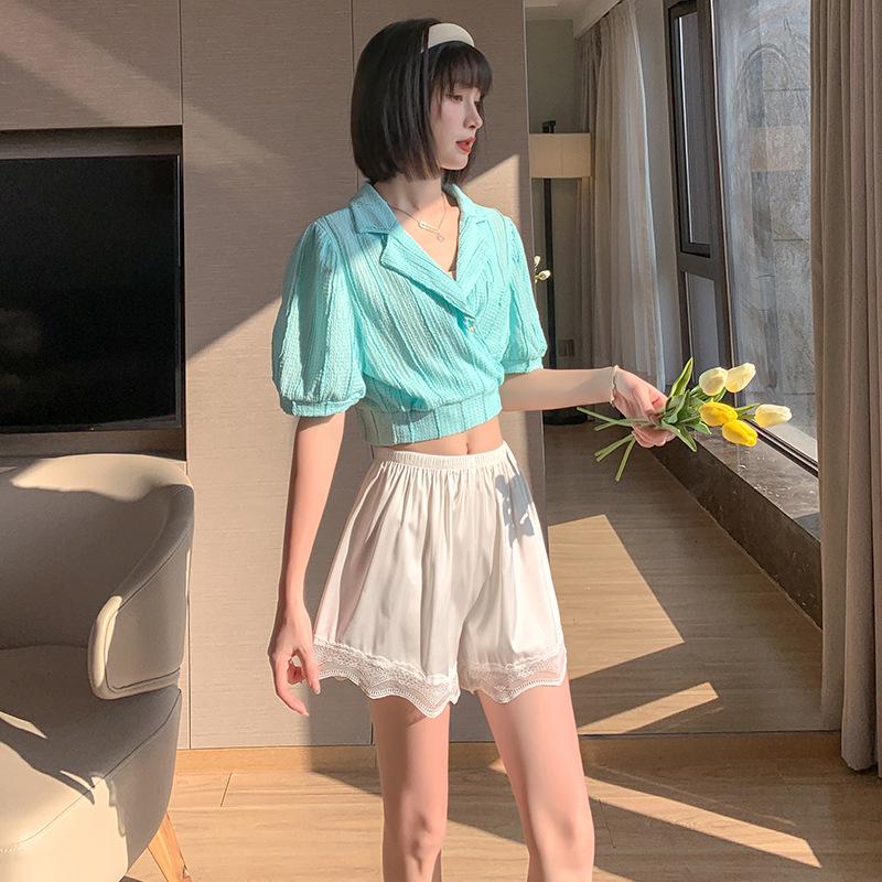 Кружевные шорты-треугольники для дома, защищающие от просвечивания, не скатывающиеся летние защитные шорты для женщин