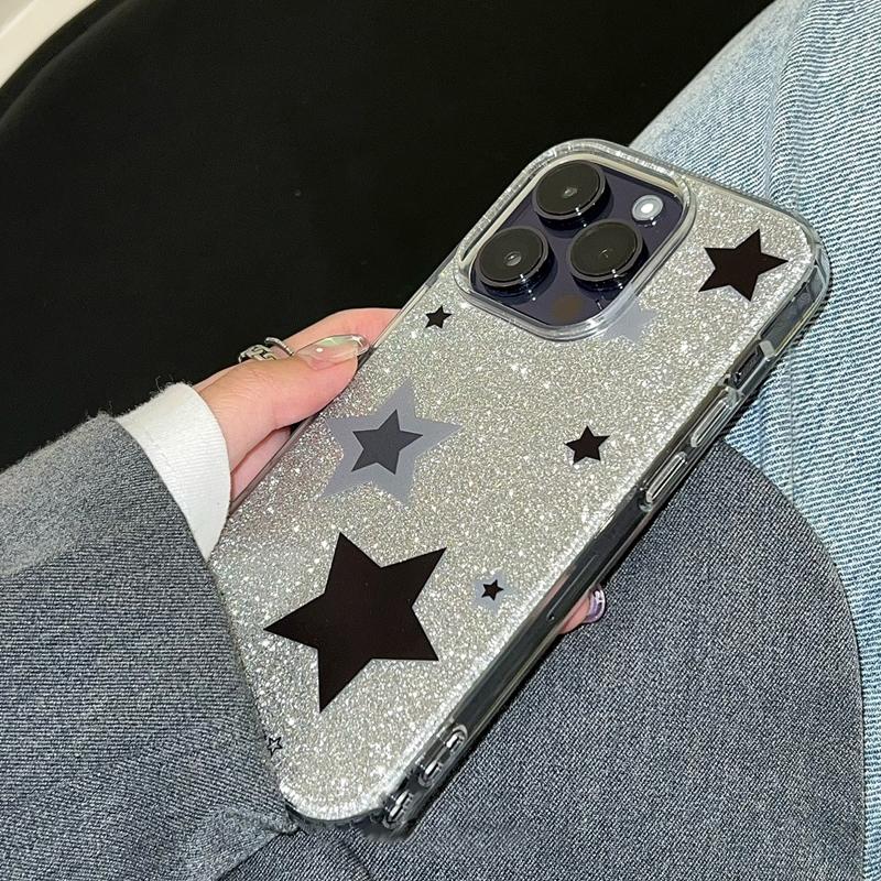 Ins пятиконечная звезда блестящий прозрачный блестящий мягкий силиконовый чехол для телефона для Iphone 13 12 11 14 Pro X Xs Max Xr 7 8 Plus Se задняя крышка