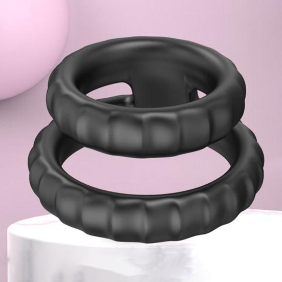 Durable Penis Ring Comfortable To Wear Skin-friendly Portable Dildo Foreskin Delay Double Ring for Bathroom