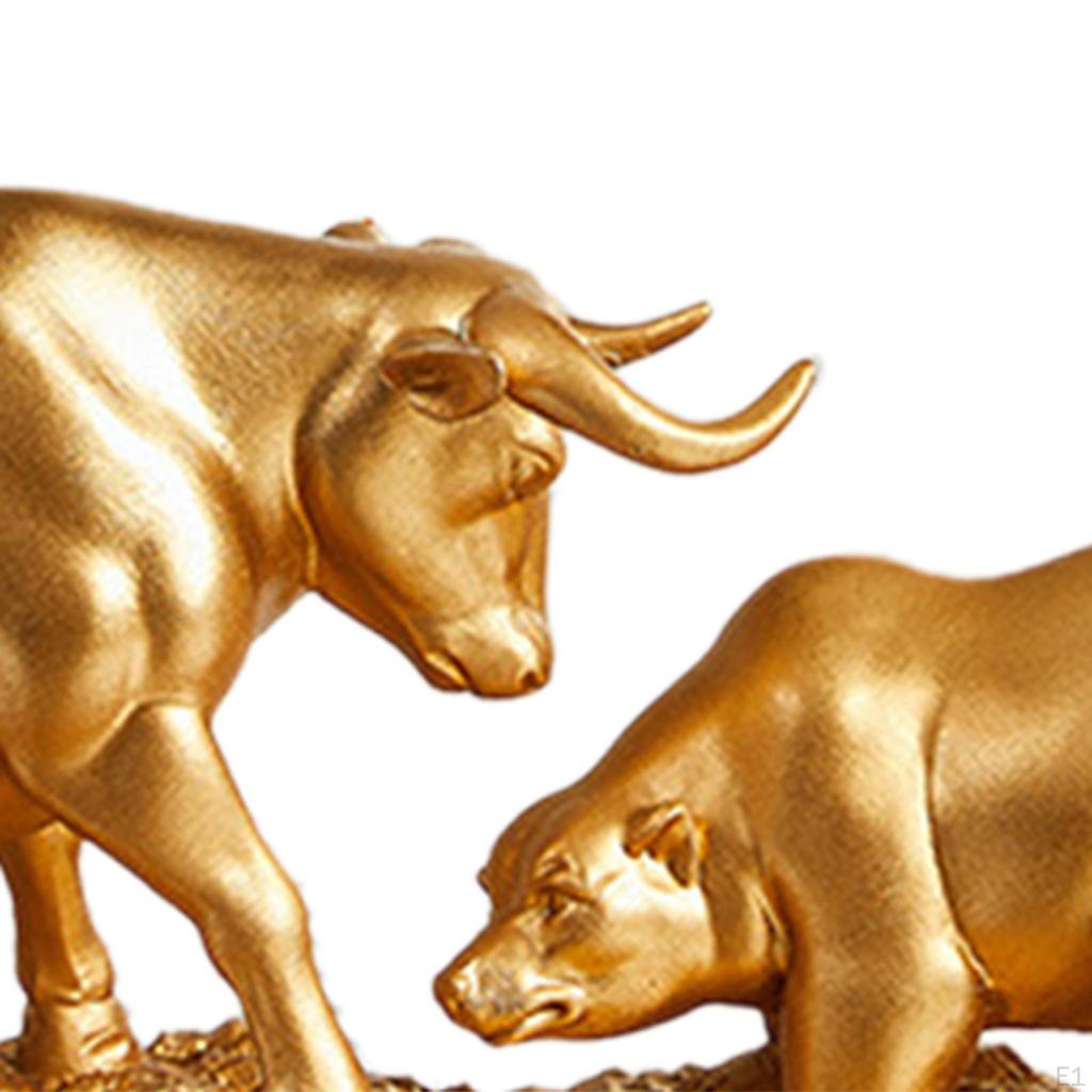 Скульптура животного быка и медведя, настольная витрина, коллекция фэн-шуй 11x3x5.3 дюймов для жилого пространства