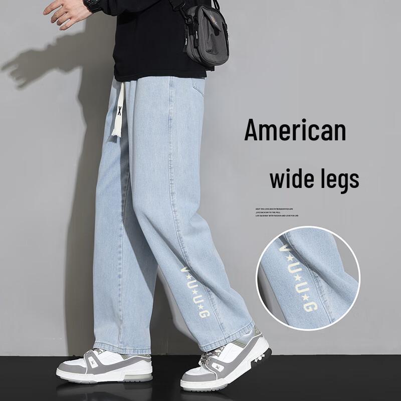 VUUG Мужские джинсы из денима прямого кроя в американском ретро-стиле