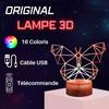 Lampe de chevet 3D led Papillon Hologramme, Veilleuse changement de couleurs 16, Lampe tactile bureau et chambre Enfant, ambiance