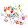 100-Pack 4x7mm Acrylic Smiley Face Beads - Drip Oil Electroplated, DIY Letter Beading Accessories