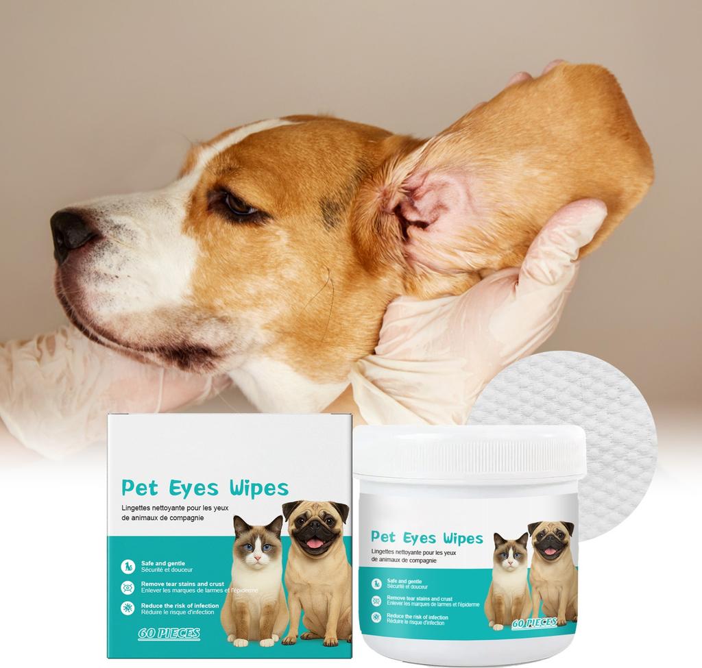 Cat And Dog Eye And Ear Cleaning Wet Wipes, Gentle Pads For Removing Pet Tear Stains 10ml