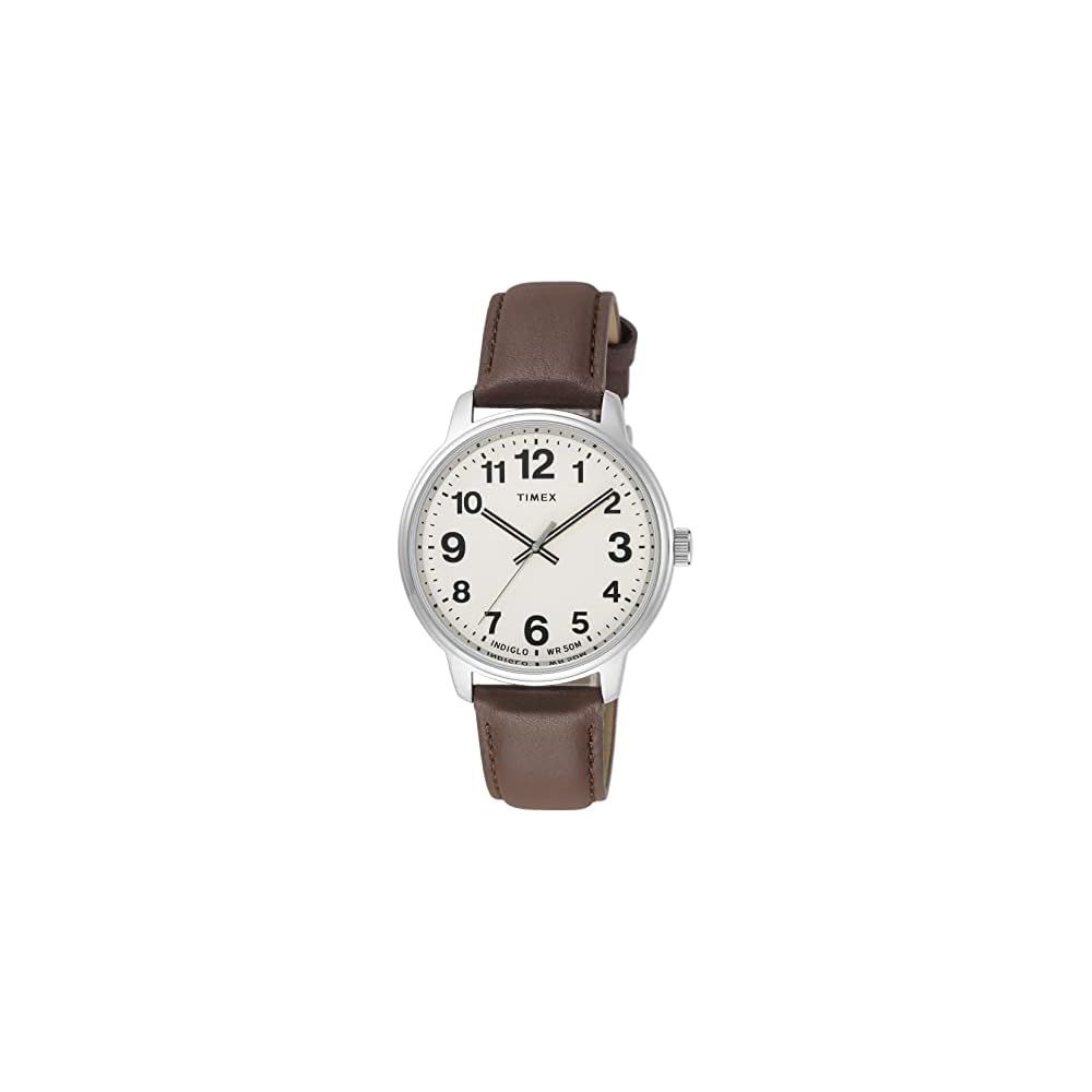 Timex Easy Reader Кремовый циферблат Латунь Минеральное стекло Кварц 43 мм Мужские часы Коричневый