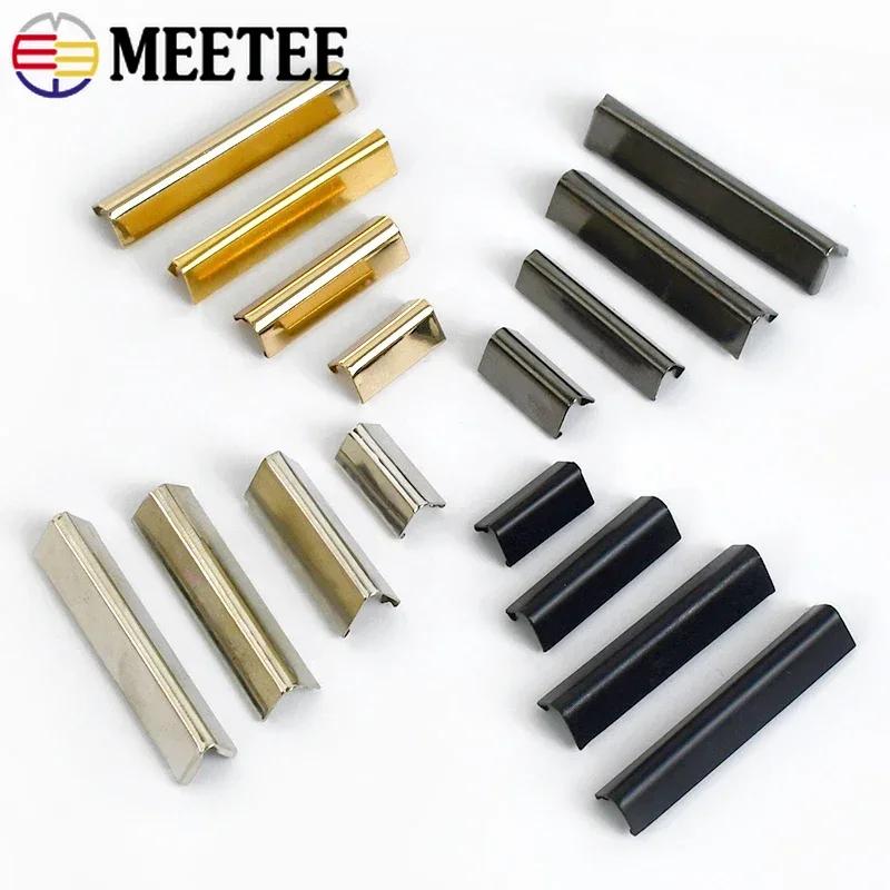 10 шт. Meetee 10-60 мм Металлическая хвостовая клипса-пряжка для ремня сумки, стопорный элемент для конца ременной ленты, застежка, крючок для ремня одежды, DIY аксессуары для изделий из кожи