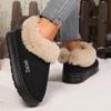 Anti-slip Thick Plush Snow Boots Women Faux Suede Platform Fur Winter Boots Woman Slip On Warm Cotton Padded Shoes Female 45