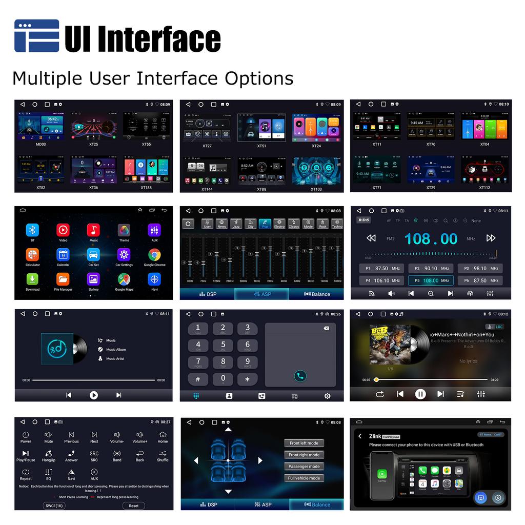 Android 14 10,1-дюймовый универсальный одинарный вращающийся автомобильный радиоприемник Auto Carplay мультимедийный плеер GPS Navi автомобильная стереосистема