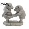 Delicate Texture Figurine Double Pig Pulling Ornament, Mini Size 3D Printed Figurine, Tiny Office Decoration Funny Healing Desktop Decorative