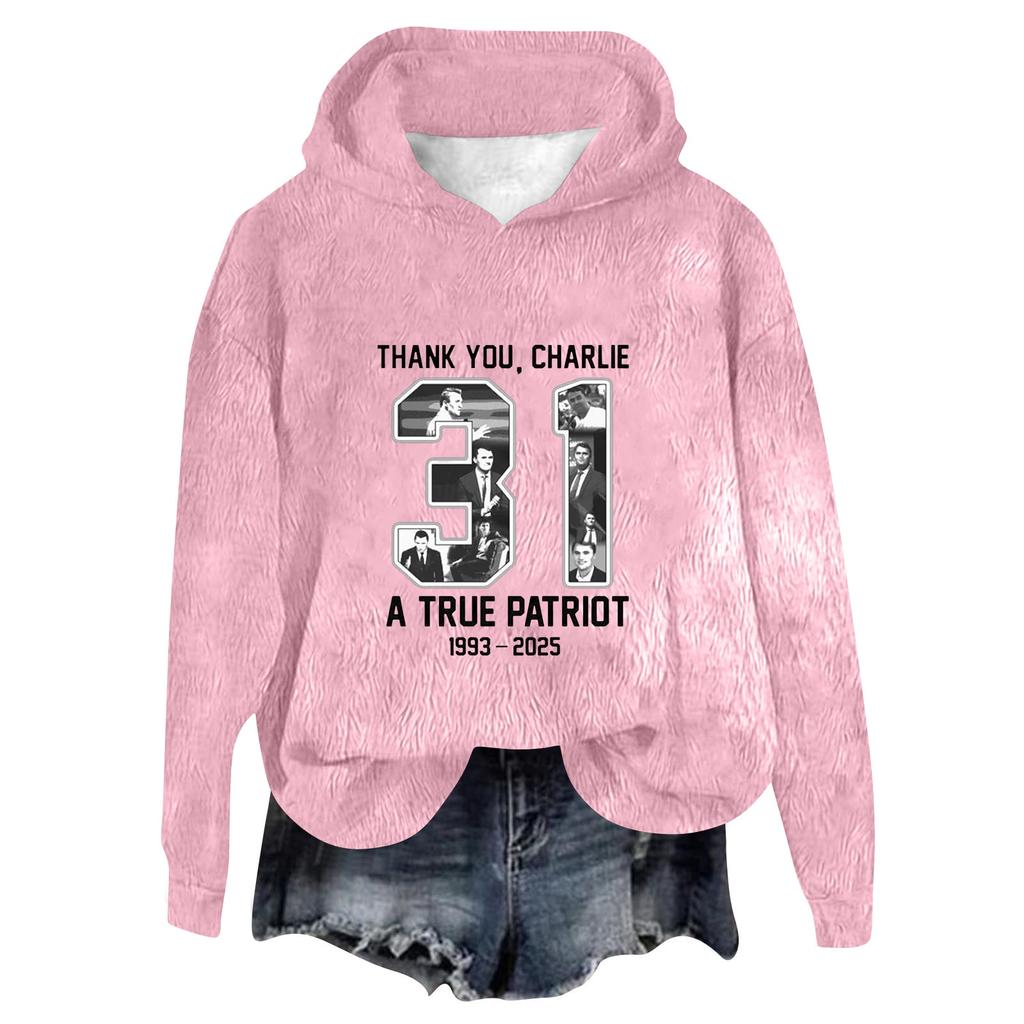 Women's Hooded Long Sleeve Printed Flannel Top Hooded Sweatshirt