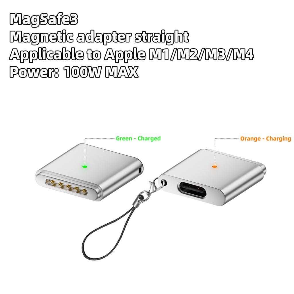 Type-C Female To Magsaf3 Magnetic Fast Charging Adapter 100W USB C To Magsaf3 Converter for Macbook Air/Pro M1/M2/M3/M4