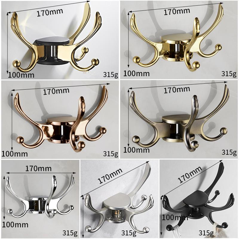Tuqiu Bathroom Towel Hooks Wall Robe Hooks Black Kitchen Hanger Hook Gold Key Hat Bag Hanger Holder Clothes Hook 5 colors