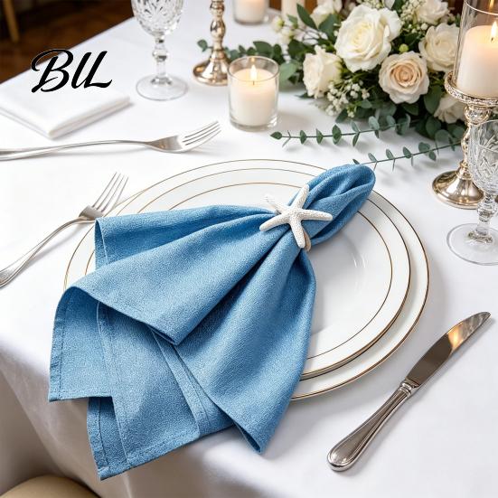 Summer Dinner Napkin Holders 6Pcs Coastal Starfish Rings Rustic Holiday Jute Rope Ring Seaside Party for Beach House Nautical Theme Tableware