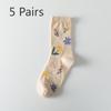 5 пар женских модных цветных абсорбирующих носков средней длины