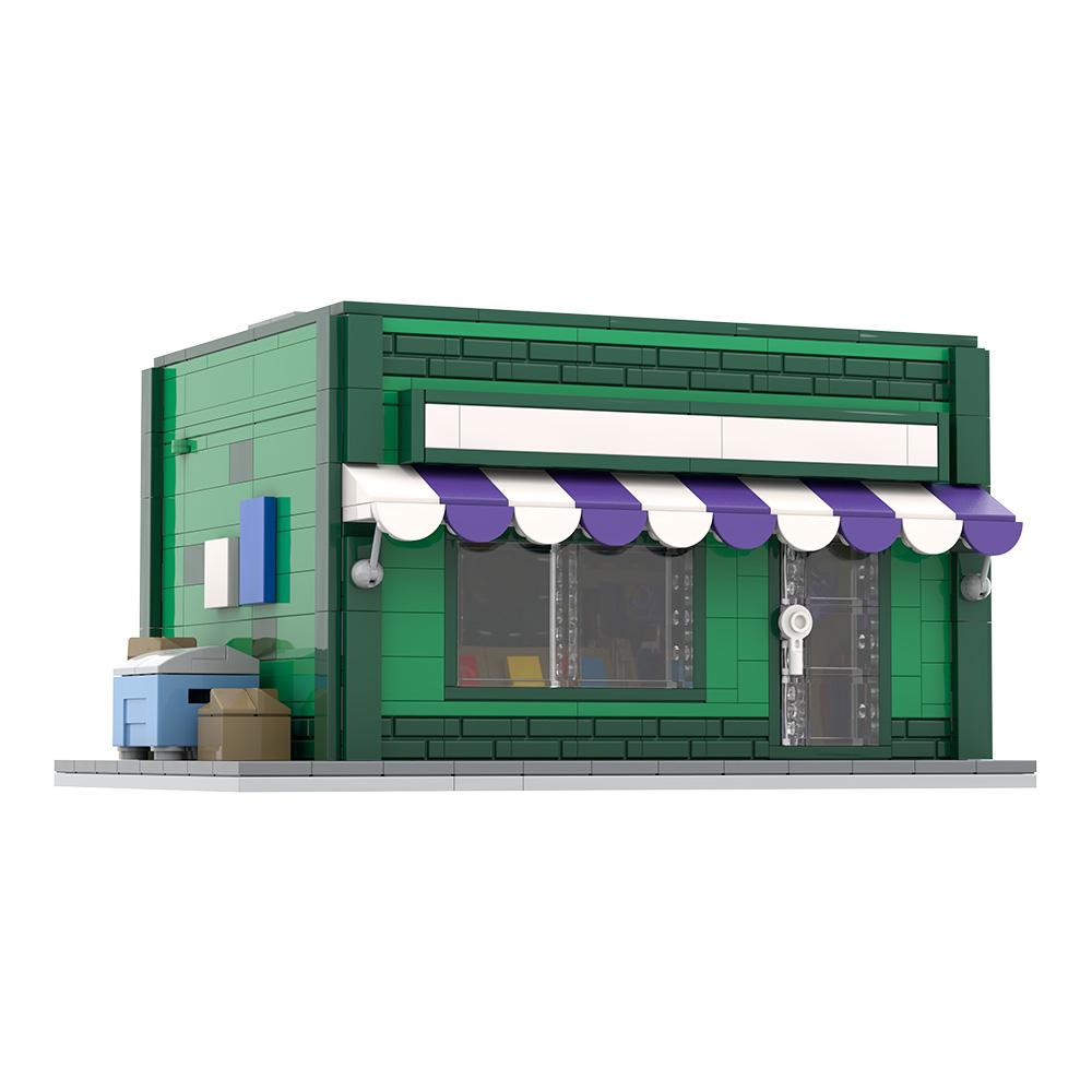 Gobricks MOC Симпсоновский Спрингфилд Магазин Бейсбольных Карточек Модульные Кирпичики Модель Магазин Бейсбольных Карточек Модульные Строительные Блоки Игрушки Подарок