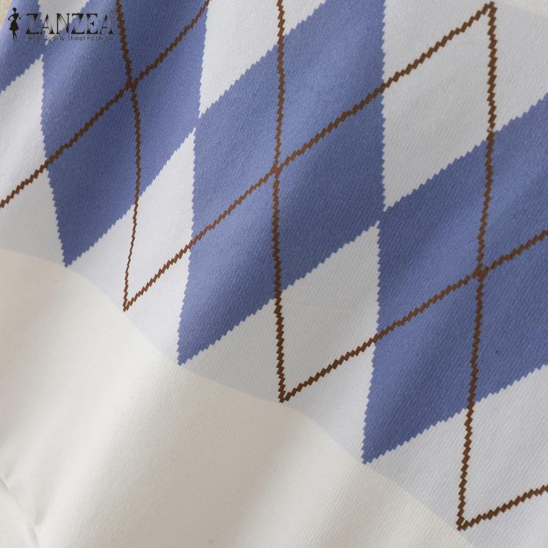 ZANZEA Женский повседневный жилет без рукавов с геометрическим принтом и V-образным вырезом