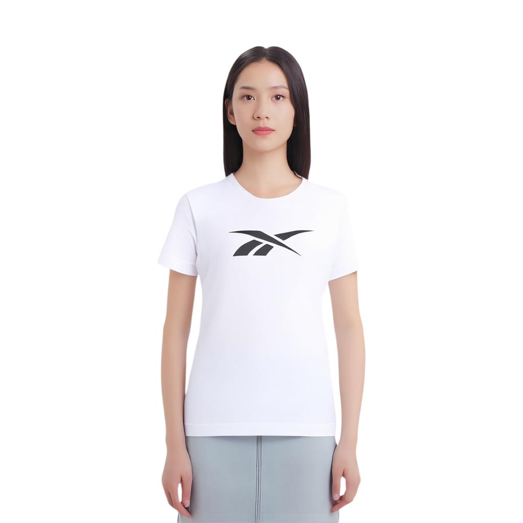 Reebok T Shirts Women's White Crew Neck Moderate Straight Fit GV5522