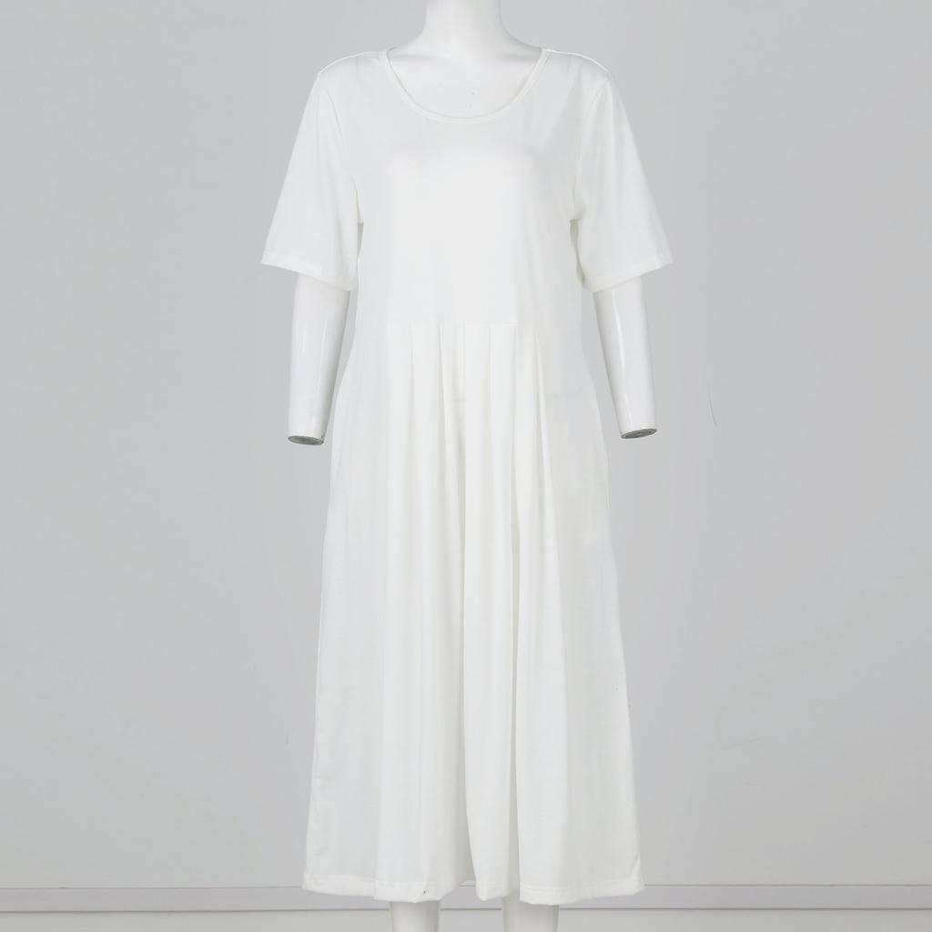 Женское летнее повседневное модное платье с коротким рукавом и карманом с круглым вырезом