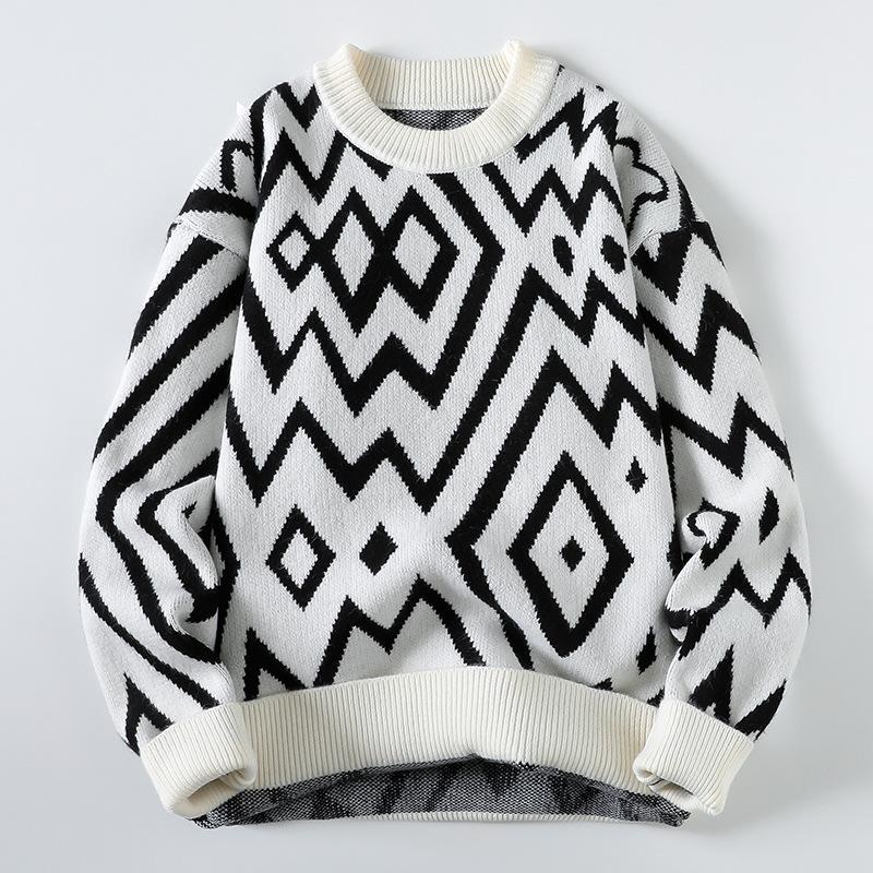 Свободный вязаный свитер, мужской осенне-зимний новый стильный теплый свитер с круглым вырезом, тканый свитер, мужская модная рубашка Explosion