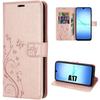 Protective Case - BOOLING - for Samsung Galaxy A17 4G/5G - Shockproof Synthetic Leather Floral Relief - Pink