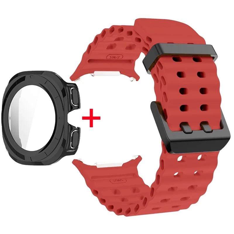 Защитное стекло + Ремешок для Samsung Galaxy Watch Ultra 47 мм Силиконовый ремешок для Galaxy Watch Ultra 47 мм Защитный чехол для ремешка