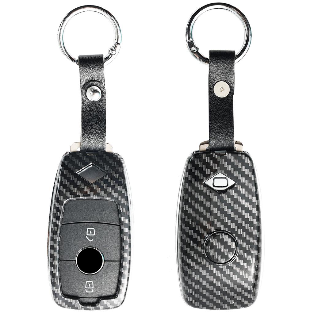 Remote Carbon Fiber Car Key Chain Ring Cover Case Holder 2 3 4 Button For Mercedes Benz C E S Class ML SL SLC GLA GLB GLC X253