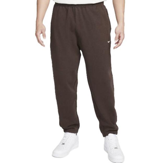 Nike Сплошной цвет с вышивкой логотипа, эластичная талия, свободные вязаные спортивные брюки с манжетами, мужские штаны, коричневые DX1365-237
