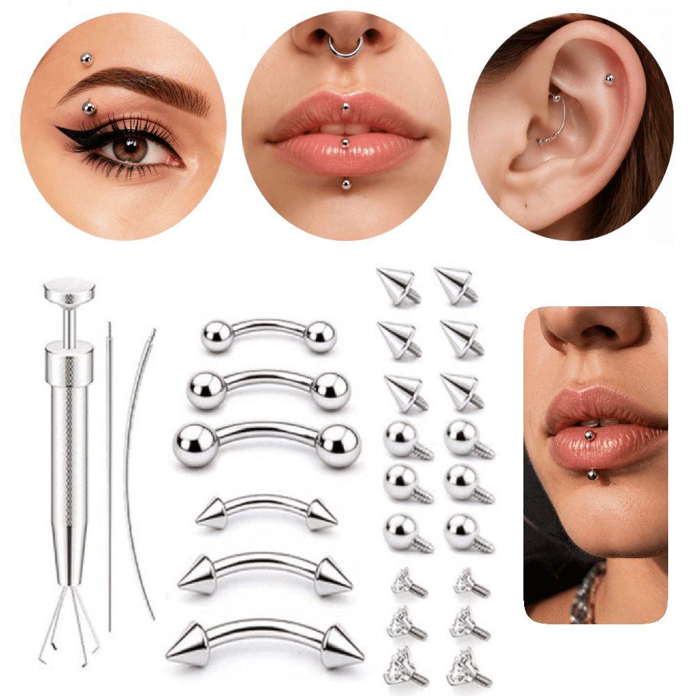 27/11/12Pcs with Tools Eyebrow Piercing Jewelry Set for Lip Piercings