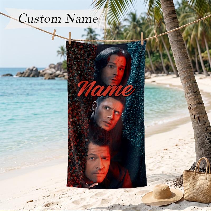Supernatural Custom Name Printed Beach Towel Personalized Soft Towel For Swimming Beach Travel
