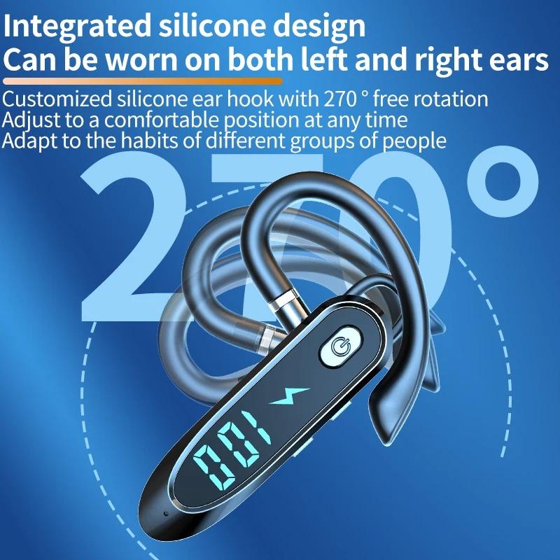 Bluetooth 6.0 Бизнес Беспроводные Наушники Заушный Крючок Наушник Вращение 270° Светодиодный Дисплей HIFI Стерео Шумоподавление Гарнитура Спорт Игра Наушник