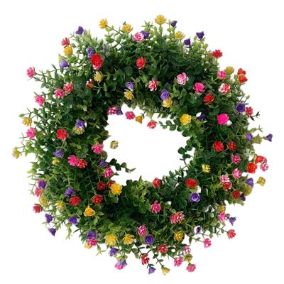 Красочный весенне-летний венок, венок для деревенского домика, венок из искусственных цветов, декор для входной двери, стены