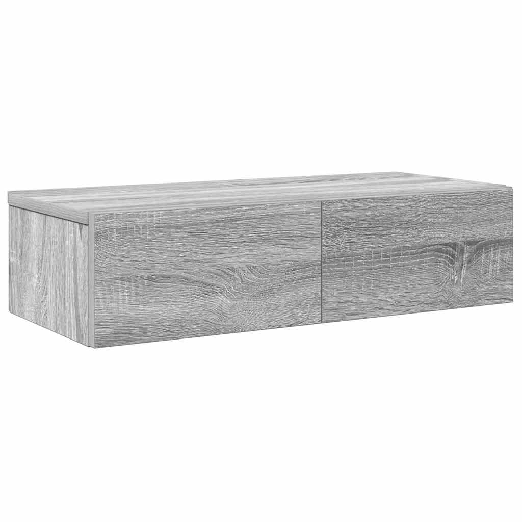 vidaXL Wandregal mit Schubladen Grau Sonoma 60x26,5x15cm Holzwerkstoff