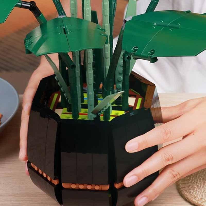 Букет райской птицы, роза, строительный блок, кирпичи, Unziptoy, сделай сам, иллюстрация в горшке, праздничный подарок подруге