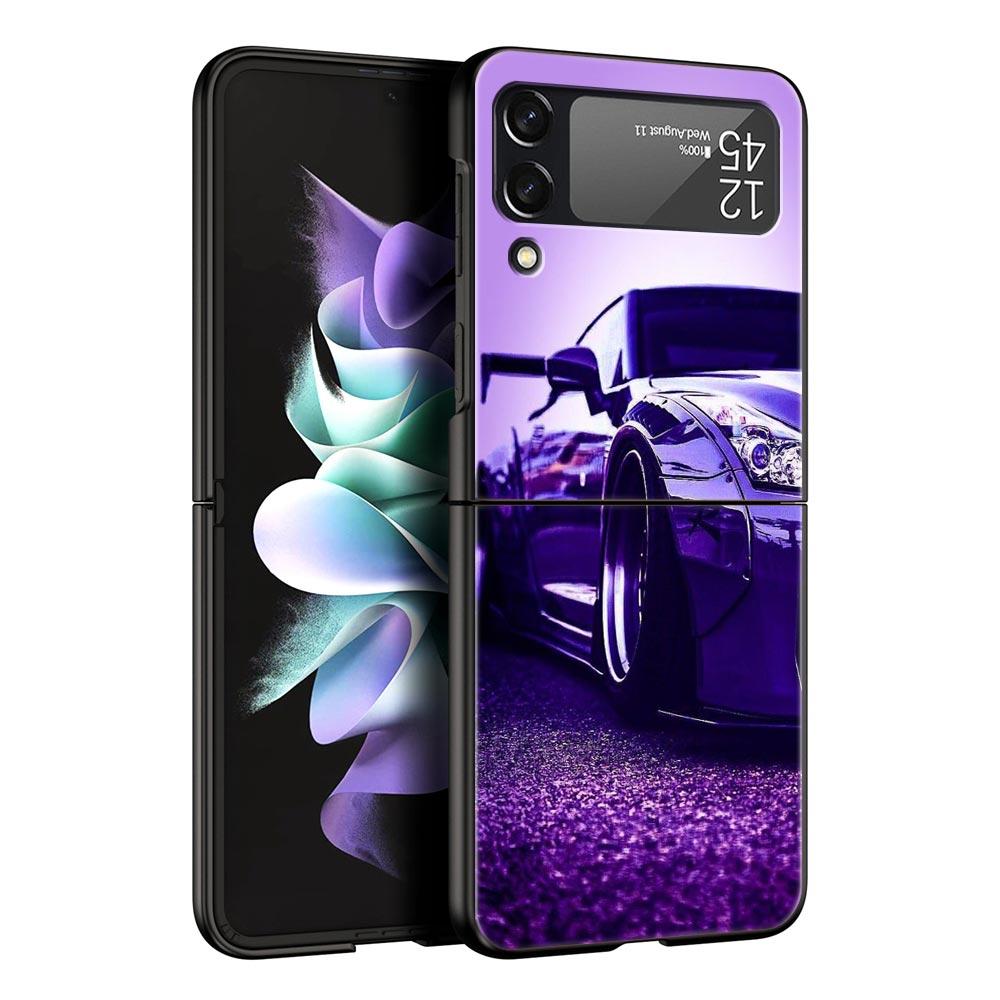 Для Samsung Galaxy Z Flip 3 4 5 Жесткий Черный Складной ПК Чехол для Телефона Синий Красный JDM Спортивный Автомобиль Люкс Для Samsung Z Flip3 Задняя Крышка