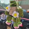Handwoven Flower Basket Creative Car Pendant Car Rearview Mirror Mini Flower Decor Hangings Auto Woven Pot Plant Interior