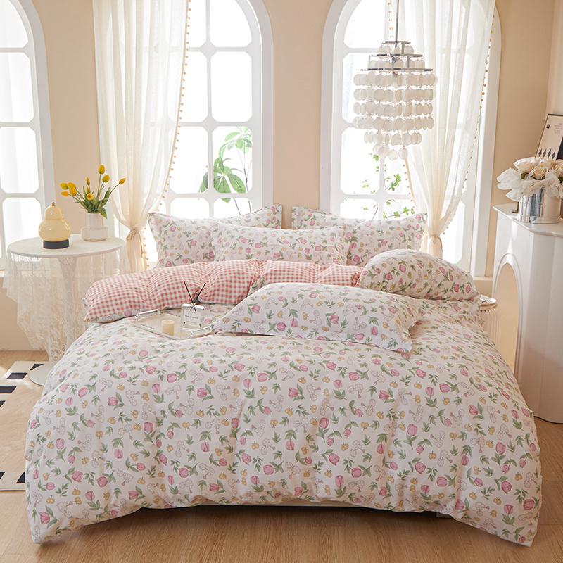 Комплект постельного белья с цветочным рисунком из 100% хлопка с узором в стиле сада, комплект постельного белья размера «queen size», пододеяльник с наволочками на все сезоны