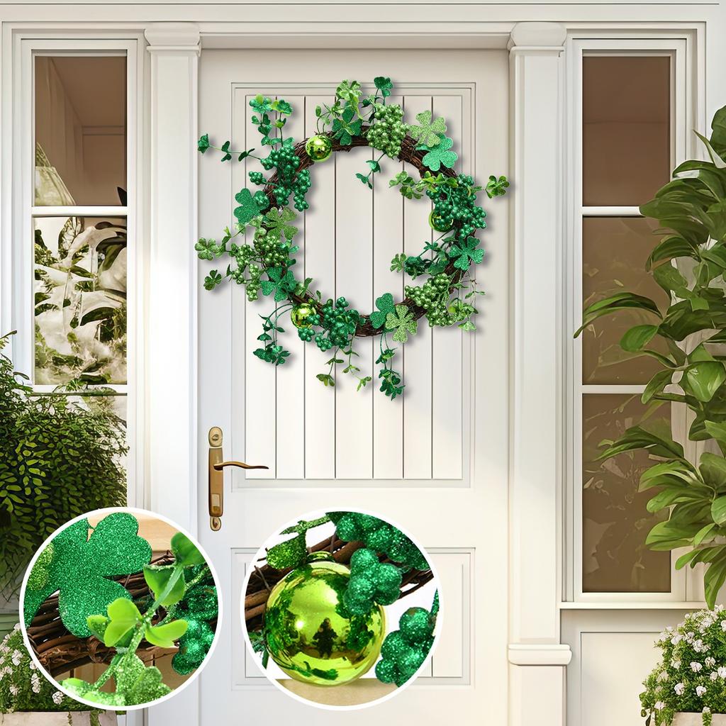 Wreath Bow Green Wreath St. Patrick's Day Decoration Door Hanging