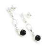 [I8894] - Silver Earrings 'Déesse Noir De Jais' Silver-black (rhodium-plated) - 35x5 Mm
