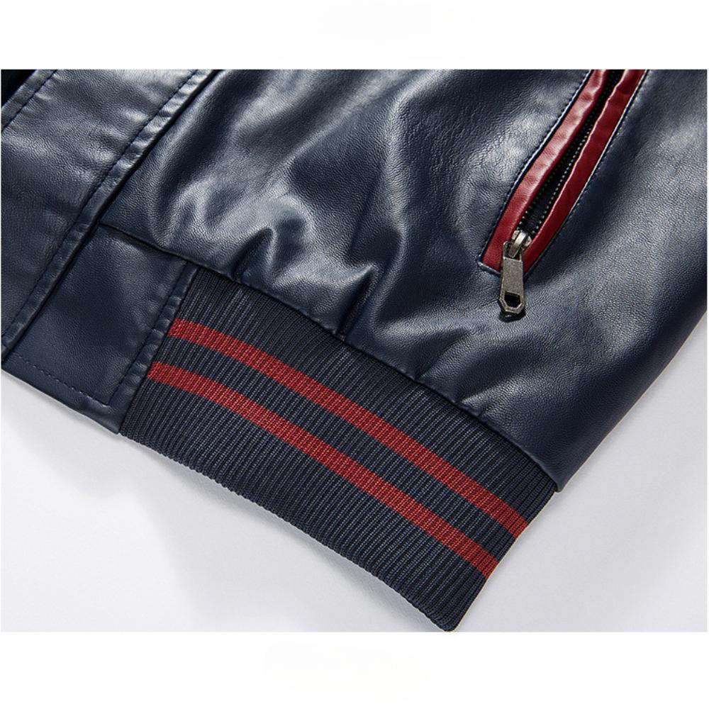 Men's High-quality Baseball Jacket, Patchwork Color Embroidered Printed PU Leather Jacket, Motorcycle Jacket, Autumn Jacket