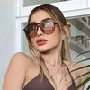 Fashion Vintage Square Sunglasses Thick Frame Double Bridges UV400 Anti-Glare Fashion Female Chic Sun Glasses