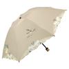 Folding Parasol for Light UV for Both Sunny and Rainy Cutwork Floral and Bird Embroidery [Chinoiserie Modern] Women, First-class Blocking, Protection,