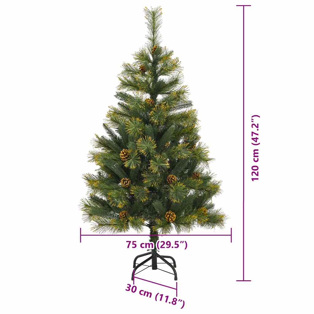 Artificial Foldable Christmas Tree with Pine Cones 120 cm