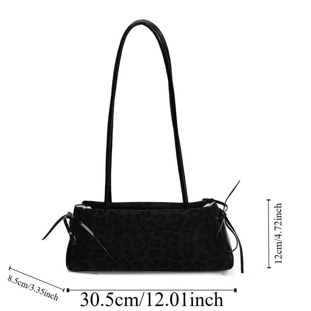 Sweet French Stick Handbag Bow Ribbon PU Shoulder Bag All-match Leopard Print Underarm Bags Travel