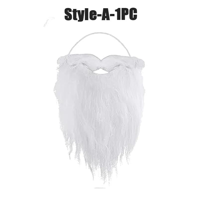 1-10PCS Christmas Santa Claus Beard Adjustable Curly Fake Beards Realistic Costume Props Holiday Party Dress Up Accessories