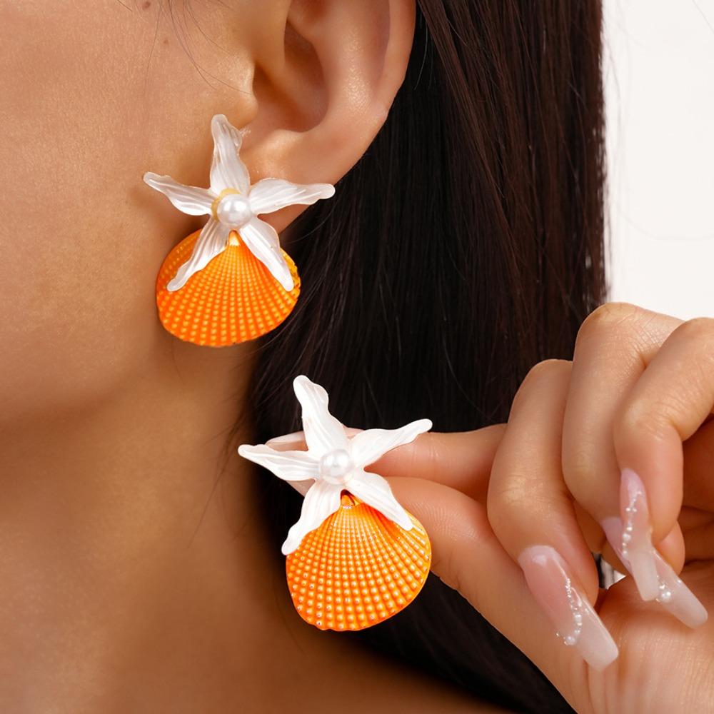 Scallop Starfish Stud Earrings Bohemian Starfish Pendant Earrings Retro Shell Drop Earrings Gift