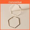 Contemporary Hexagon Geometric Ear Rings With Electroplated Gold For Female Fashion Lovers