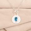 Swiss Blue Topaz Gemstone 925 Stamped Silver Jewelry Handmade Women Pendant 1.4" PP-57-3