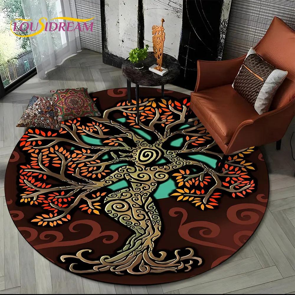 Viking Valknut Yggdrasil Tree of Life круглый ковер, ковер для гостиной, спальни, дивана, декор игровой комнаты, нескользящий напольный коврик