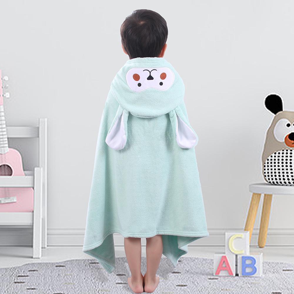 Children's Coral Fleece Hooded Bathrobe - Summer Baby Towel and Cloak for Swimming