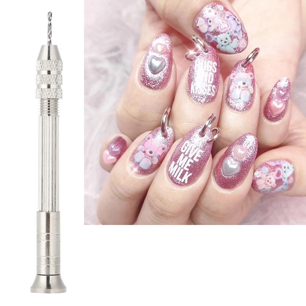 Manual Nail Art Piercing Tool Nail DIY Pendant Punch Manicure Accessory
